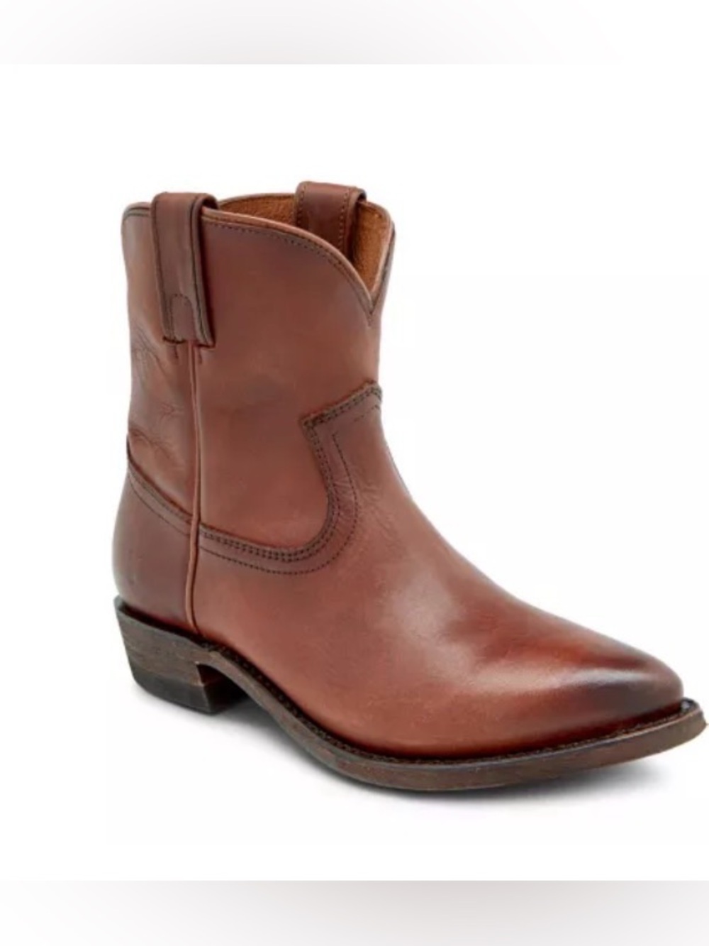 Frye Women's Brown Leather Heeled Western Boot - Billy short